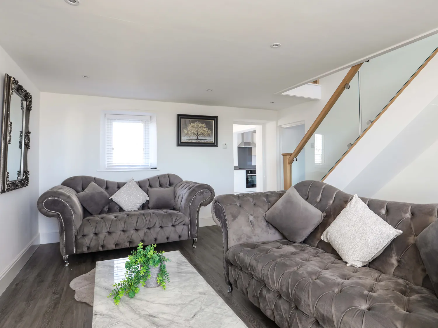 Spacious living room at Tyn Fridd holiday cottage